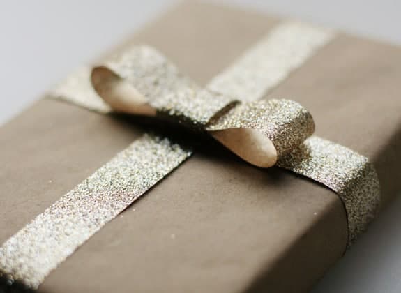 Glittery ribbon gift wrap