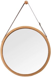 Round hanging mirror.