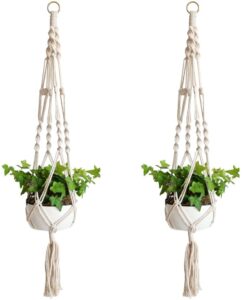 2 macrame plant hangers.