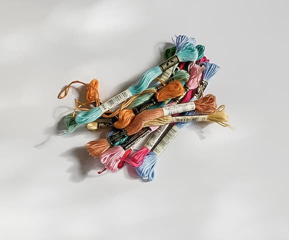 Colored embroidery thread.