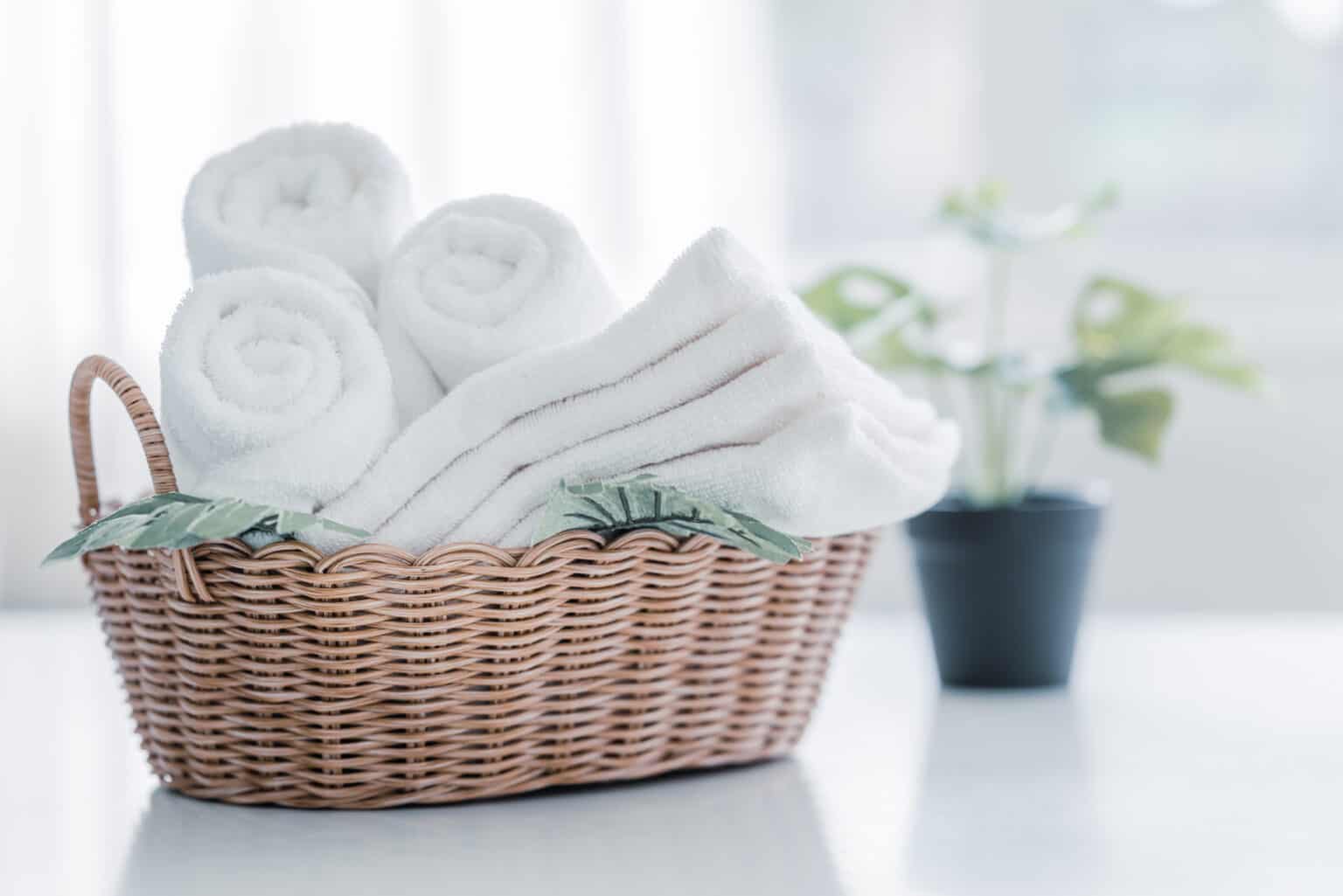 Bathroom towel storage baskets