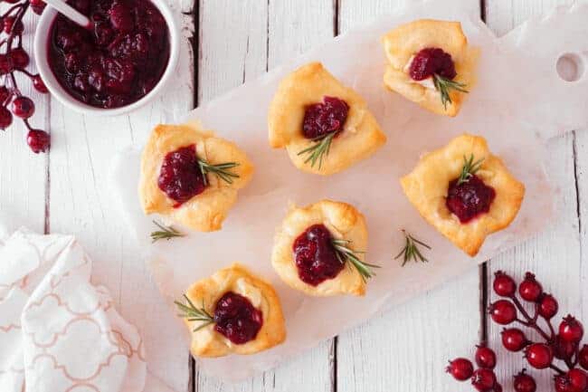 Cranberry Brie bites holiday appetizer #holiday appetizer #easy appetizers #cranberry brie