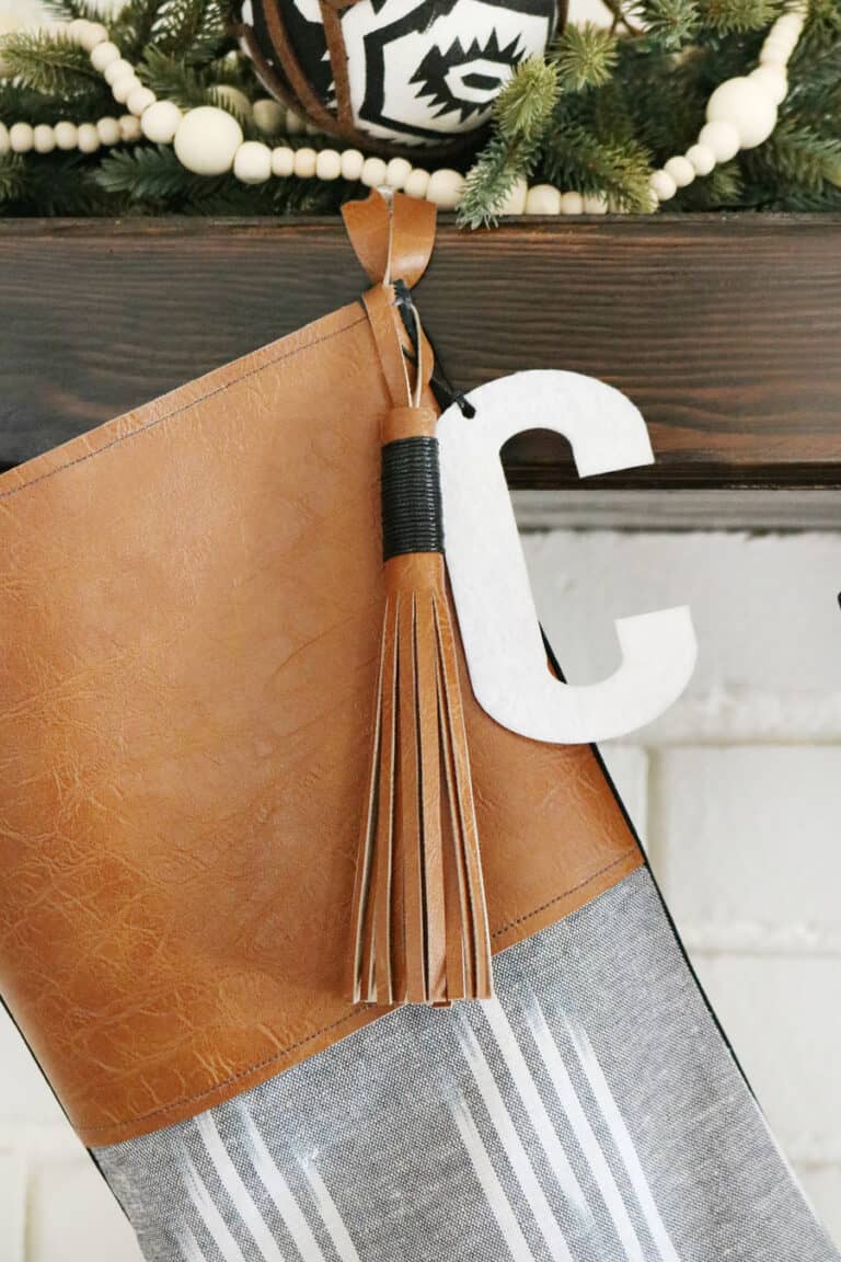 Leather tassel Christmas stocking