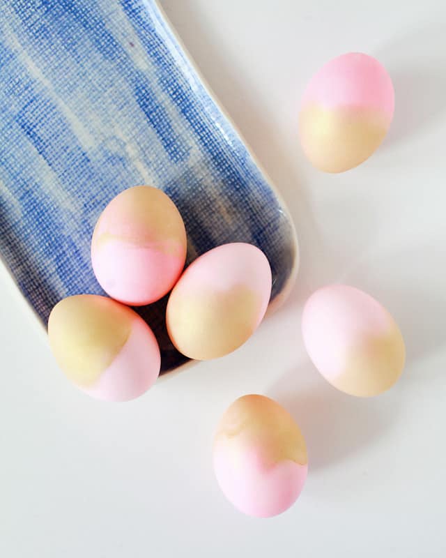 pink and gold eggs.
