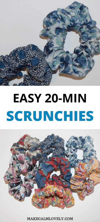 Easy Fast DIY fabric headband scrunchies! These scrunchies are so easy to sew. You can sew a complete scrunchie in about 20 minutes! Perfect for beginners, and the perfect stash buster!
