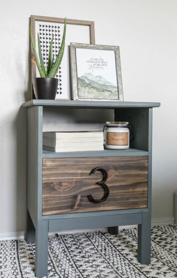 Grey and white number nightstand.
