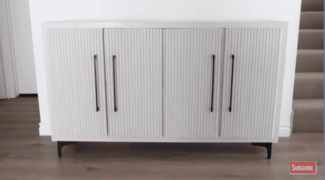 White fluted IKEA cabinet.