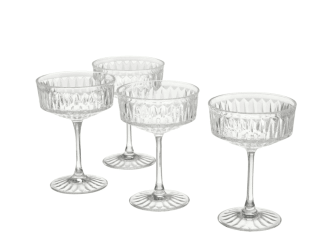 4 champagne coupes.