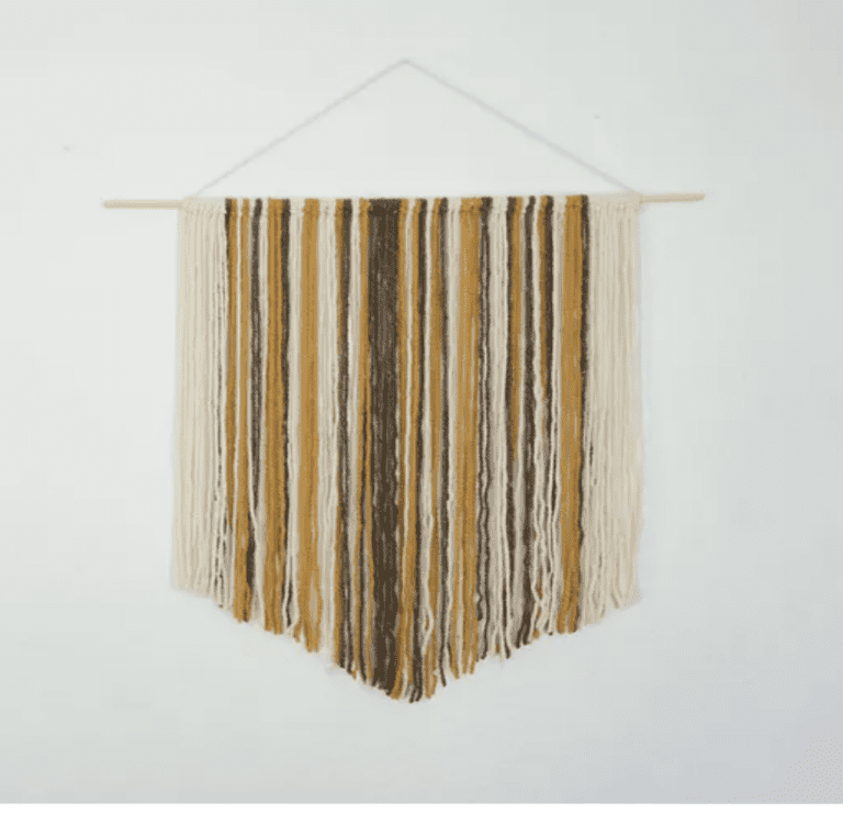 DIY colored string wall hanging.