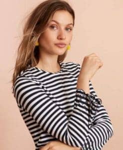 Woman wearing striped tshirt