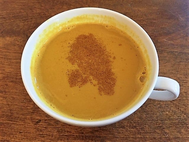 Healthy and calming Turmeric Latte drink