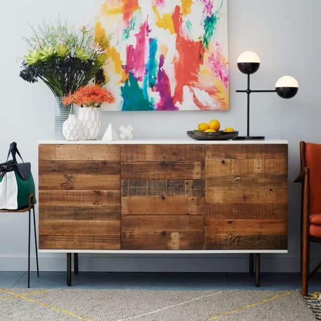 Reclaimed wood IKEA Besta cabinet DIY hack.