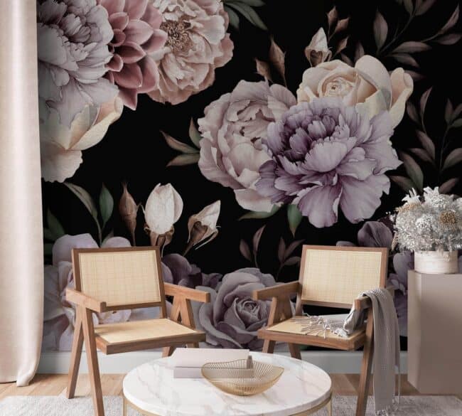 Dark floral wallpaper