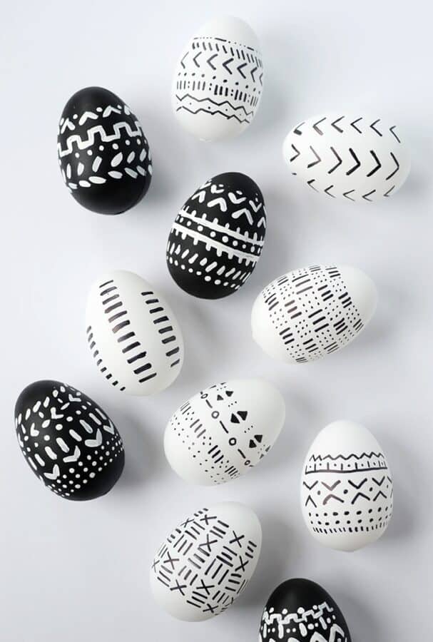 Black and white mud cloth design eggs