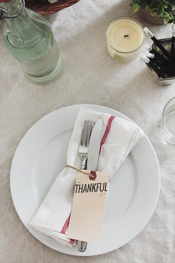 Thanksful printable place setting cards