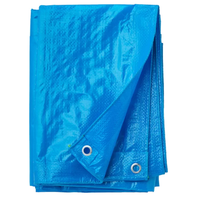 Blue tarpaulin.