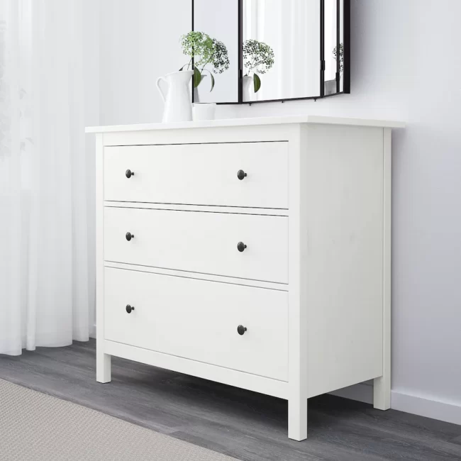White chest of drawers.