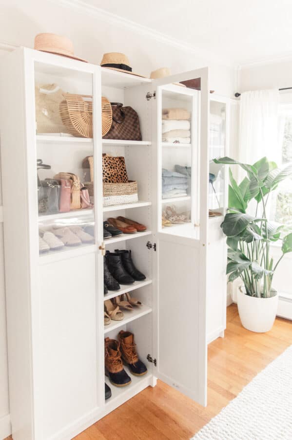 White hallway cabinet.