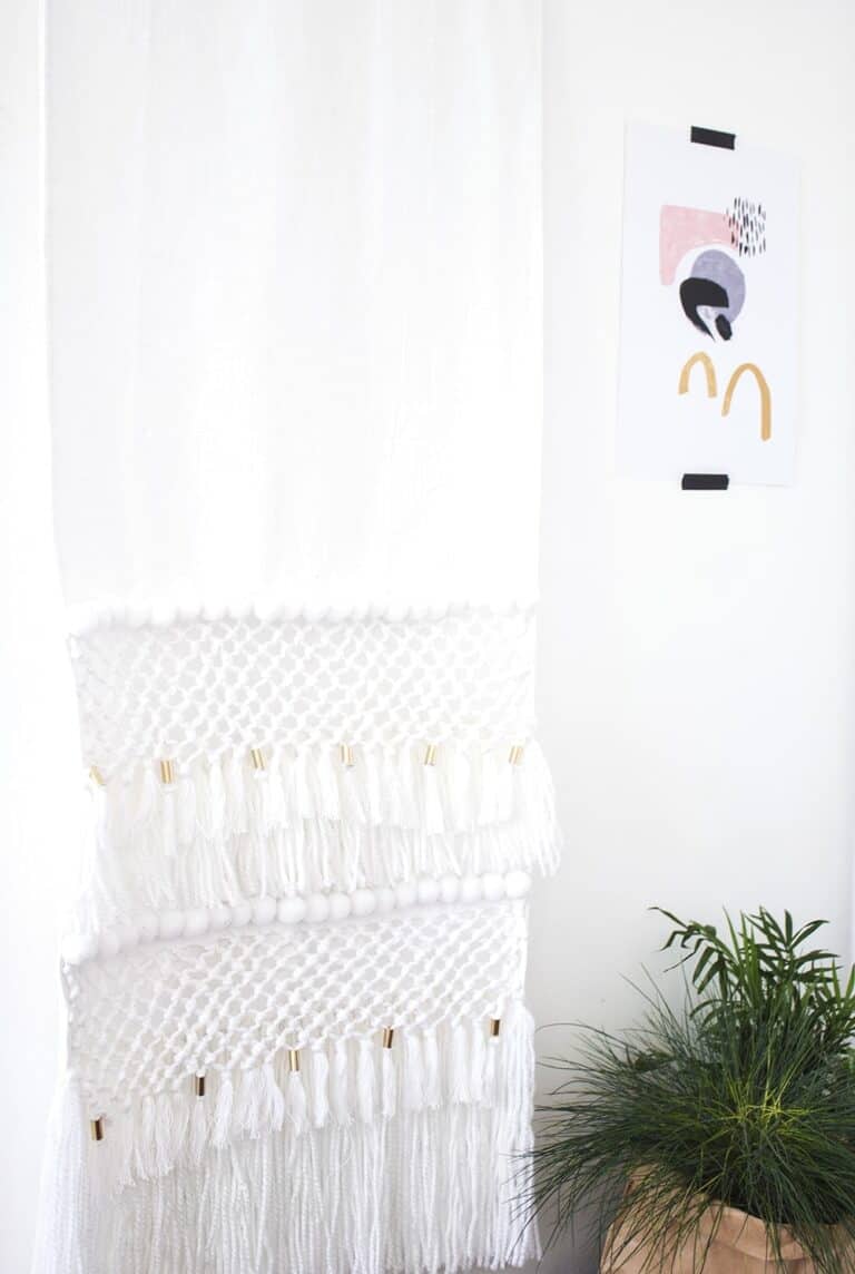 White woven DIY wall hanging