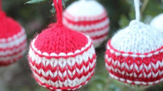 Knitted Christmas baubles