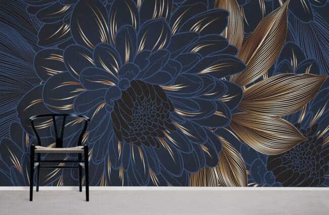 Large flower blue wallpaper